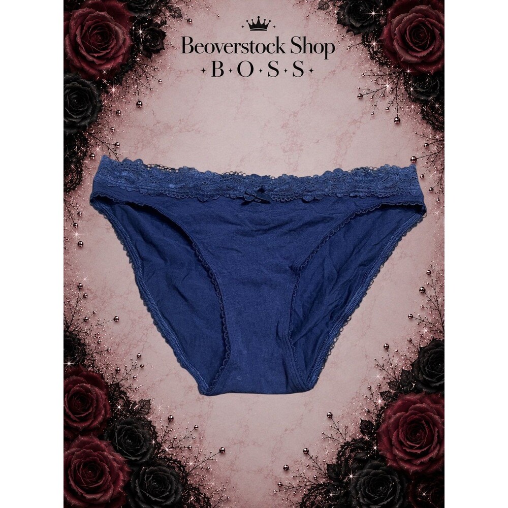New Victoria’s Secret Lace Trim Bikini Panty – Navy Blue – Size Medium
